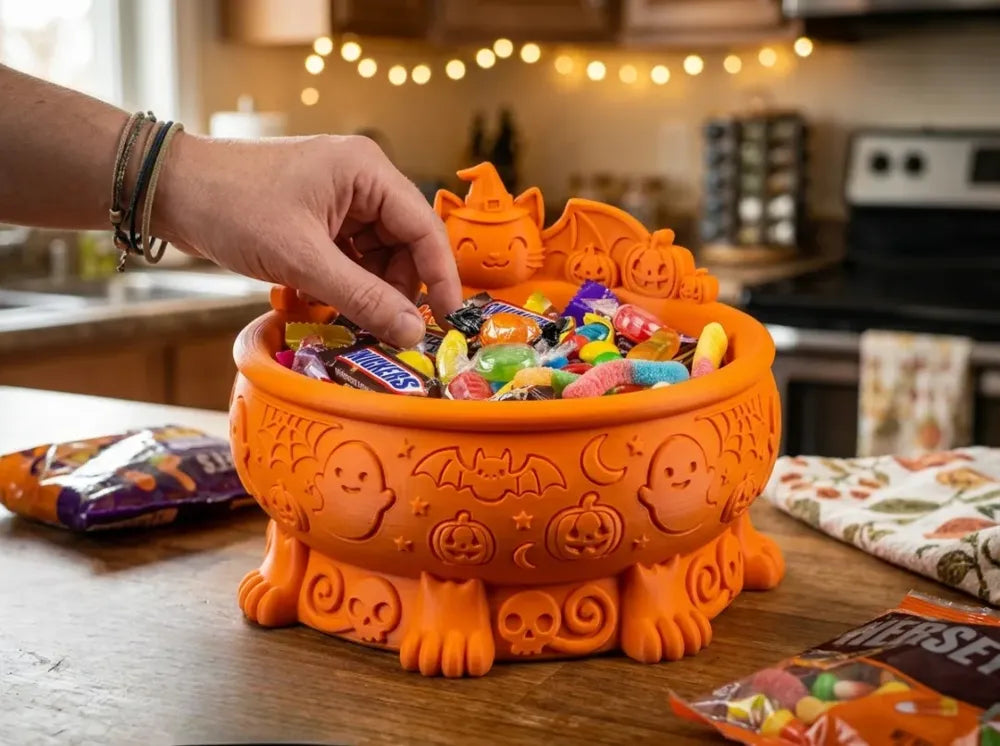 Cadılar Bayramı Kedi ve Balkabağı Kasesi