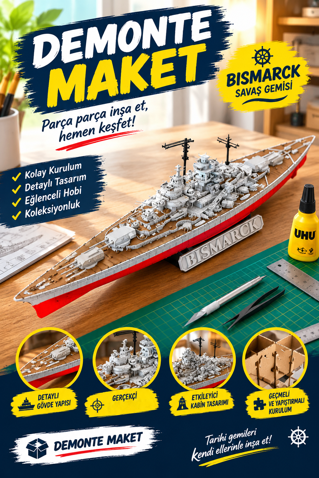 Bismarck Savaş Gemisi Maketi